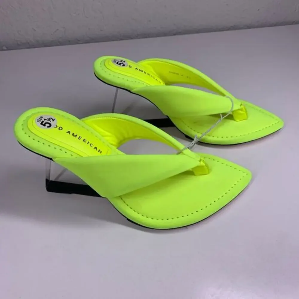 GOOD AMERICAN Lime Green Clear Wedge Sandals Size‎ 5.5
